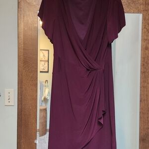 Chaps Deep Wine Asymmetrical Dress